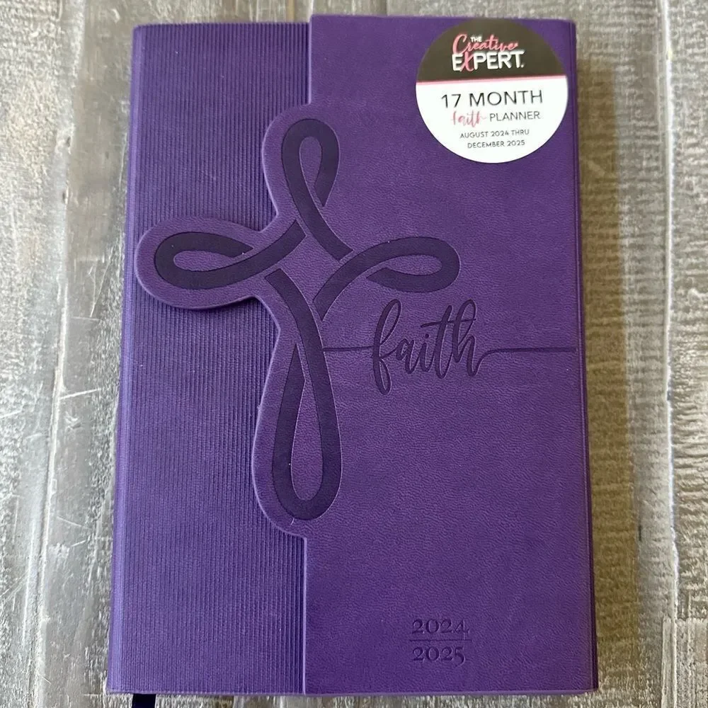 Faith Cross Purple Leatherette Planner Book
